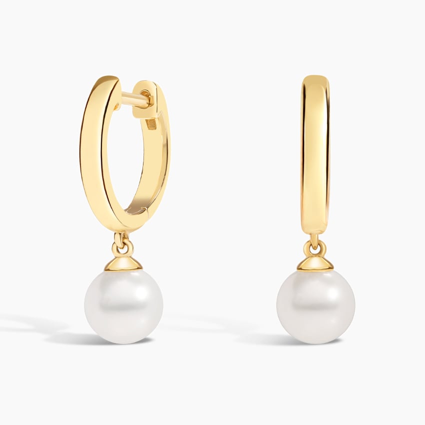 Gold Medium Pearl Drop Earrings