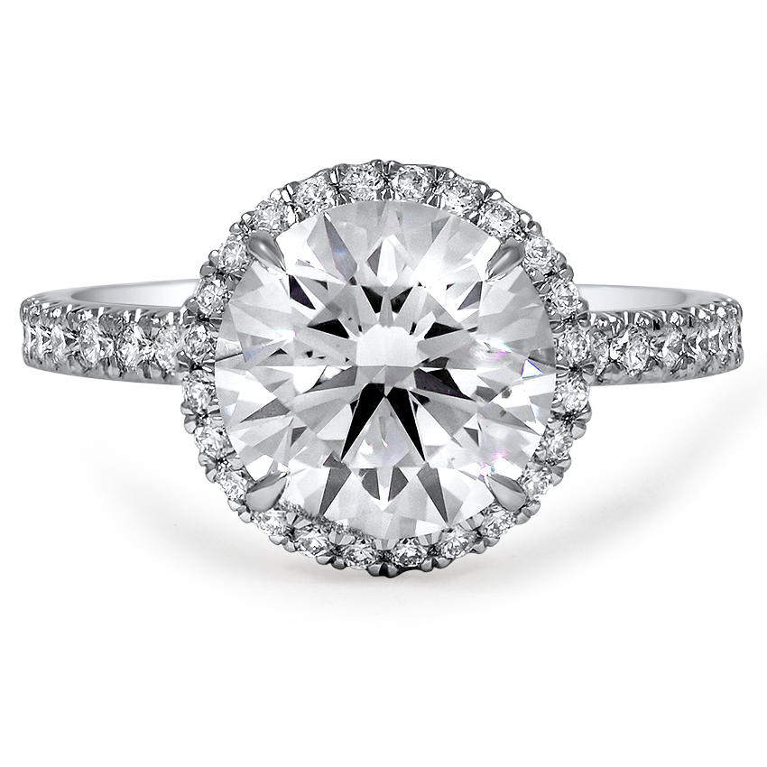 Custom Curved Gallery Halo Diamond Ring