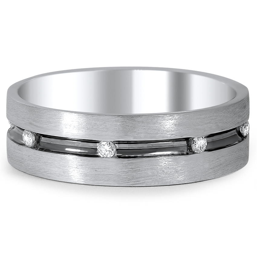 Custom Two-Tone Matte Diamond Ring