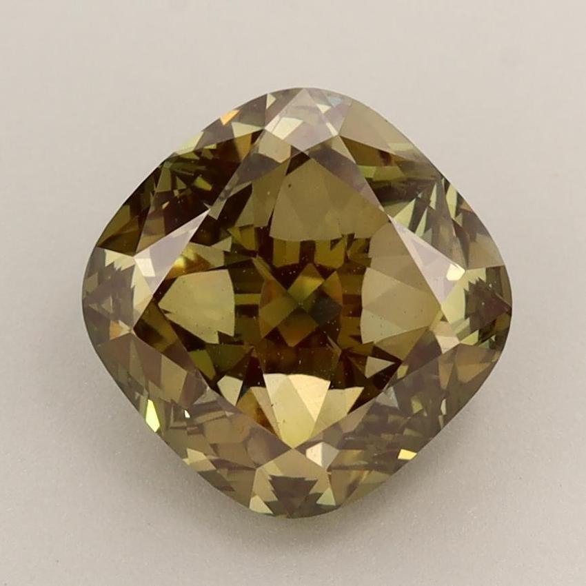 2.85 Ct. Fancy Intense Greyish Green Cushion Lab Grown Diamond