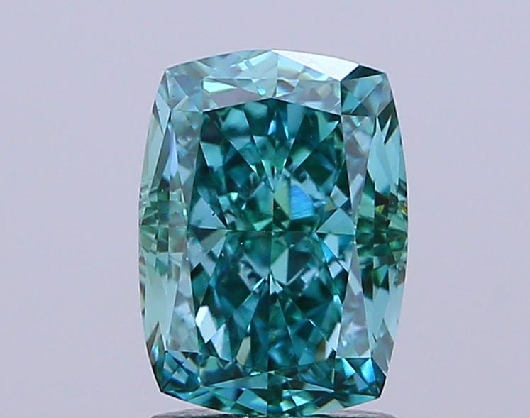 2.07 Ct. Fancy Vivid Green Cushion Lab Grown Diamond