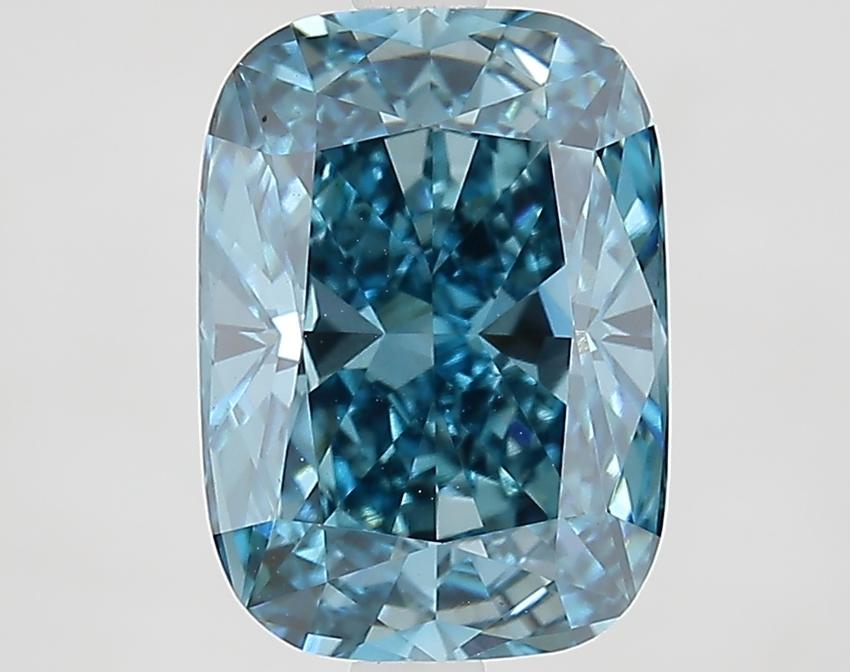3.31 Ct. Fancy Vivid Blue Cushion Lab Grown Diamond