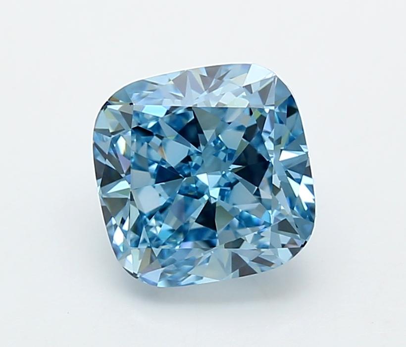3.01 Ct. Fancy Vivid  Blue Cushion Lab Grown Diamond