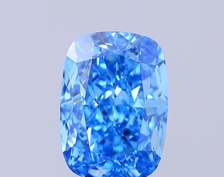 1.73 Ct. Fancy Vivid  Blue Cushion Lab Grown Diamond