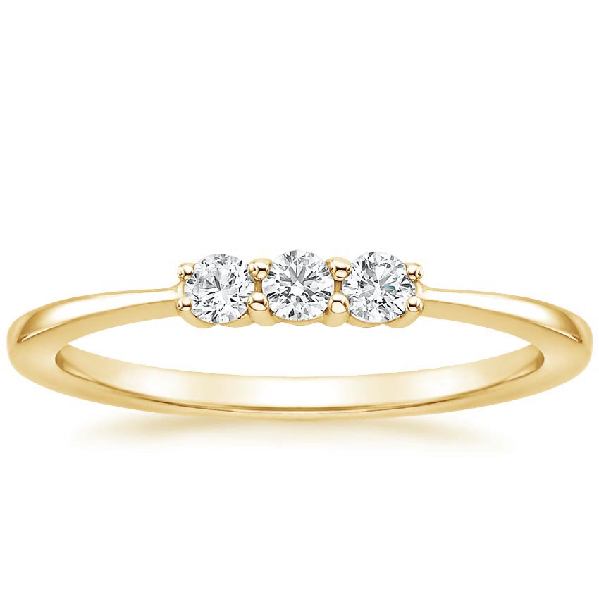 Yellow Gold Three Stone Wedding Ring 