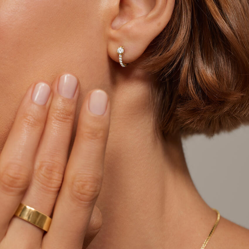 14K Yellow Gold Taylor Lab Diamond Huggie Earrings (1/3 ct. tw.)