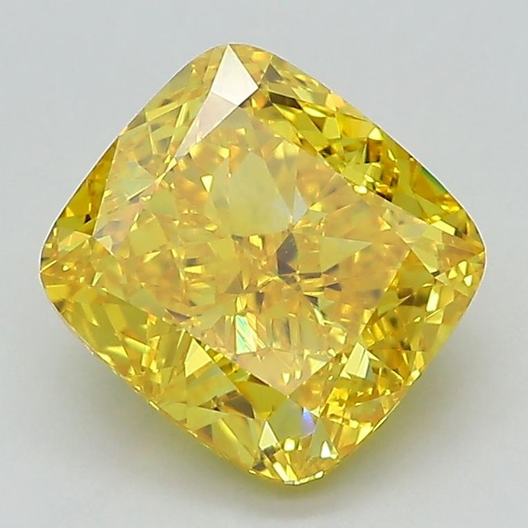 2.66 Ct. Fancy Vivid Yellow Cushion Lab Grown Diamond