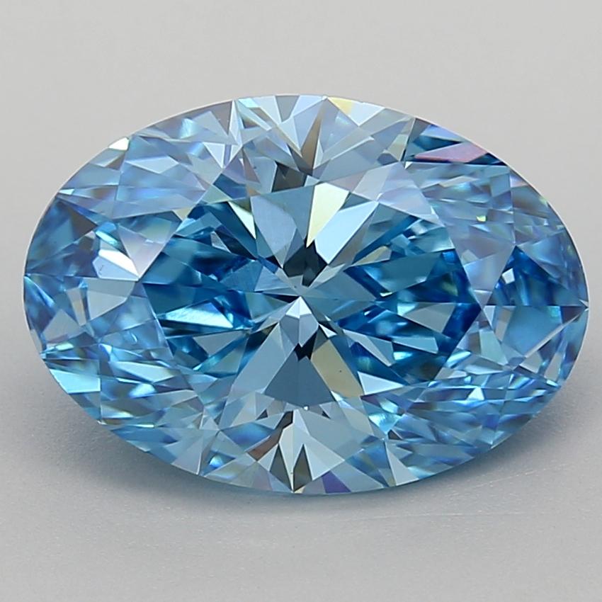 3.19 Ct. Fancy Vivid  Blue Oval Lab Grown Diamond