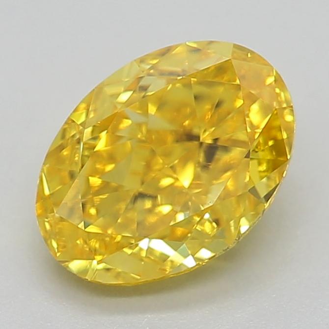 0.96 Ct. Fancy Vivid  Yellow Oval Lab Grown Diamond