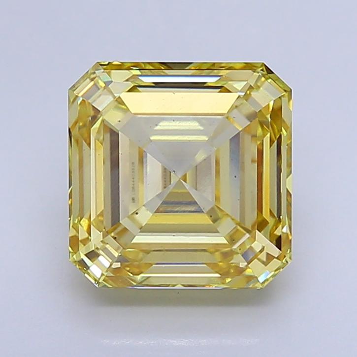 4.84 Ct. Fancy Intense  Yellow Asscher Lab Grown Diamond
