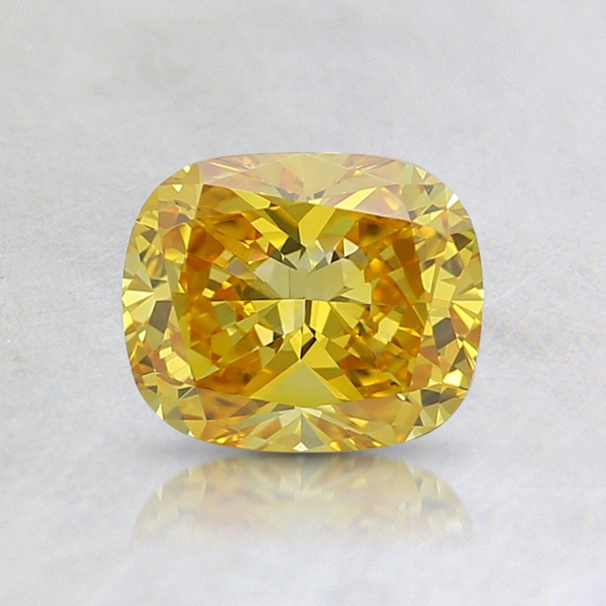 0.70 Ct. Fancy Vivid Yellow Cushion Lab Grown Diamond