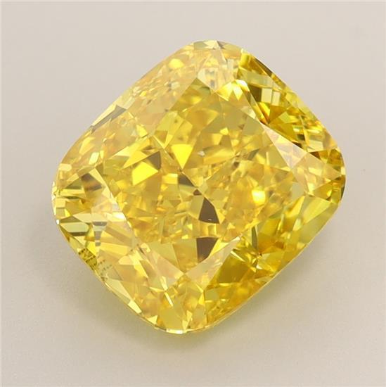 3.36 Ct. Fancy Vivid Yellow Cushion Lab Grown Diamond