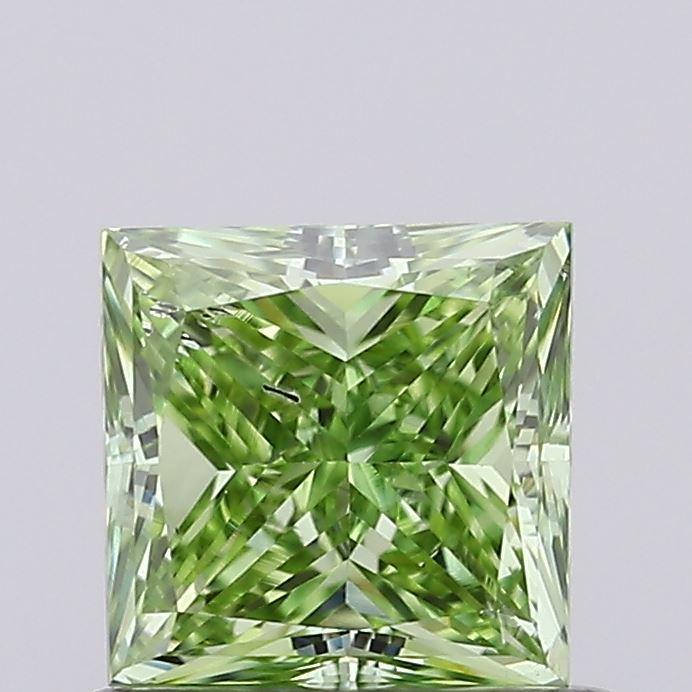 0.70 Ct. Fancy Vivid Green Princess Lab Grown Diamond