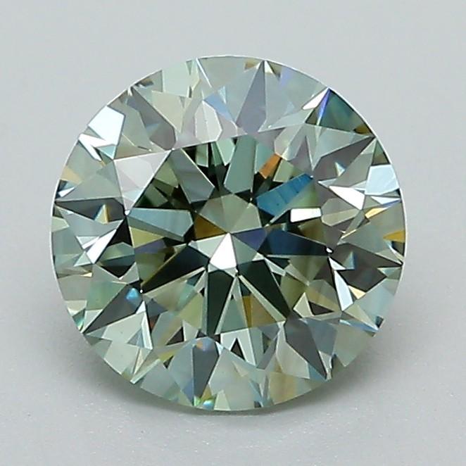 1.41 Ct. Fancy Vivid Green Round Lab Grown Diamond