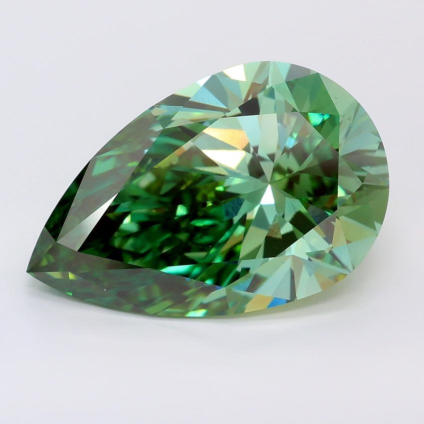 10.00 Ct. Fancy Vivid Green Pear Lab Grown Diamond