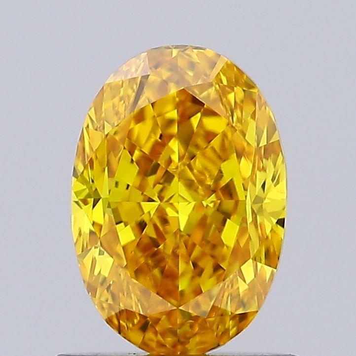 0.89 Ct. Fancy Vivid Yellow Oval Lab Grown Diamond