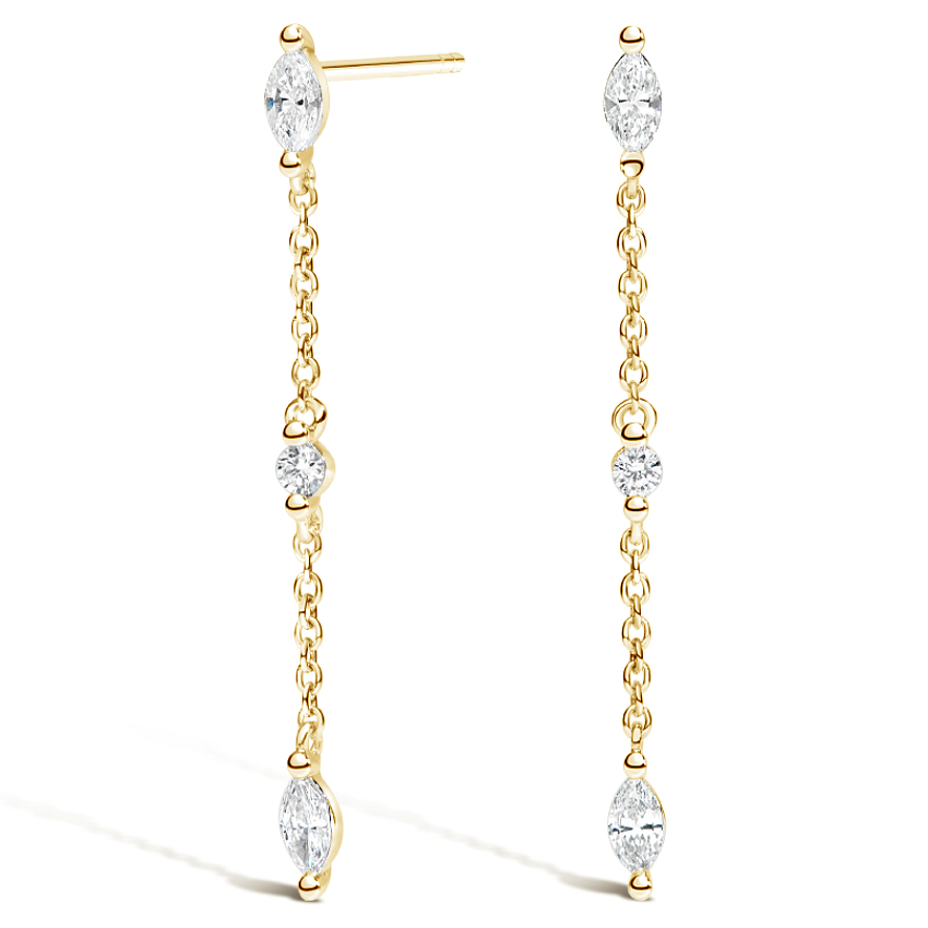 Diamond Chain Drop Earrings 