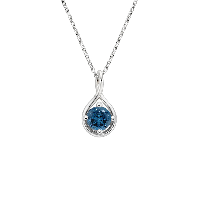 London Blue Topaz & Diamond Swan Pendant .925 Sterling Silver