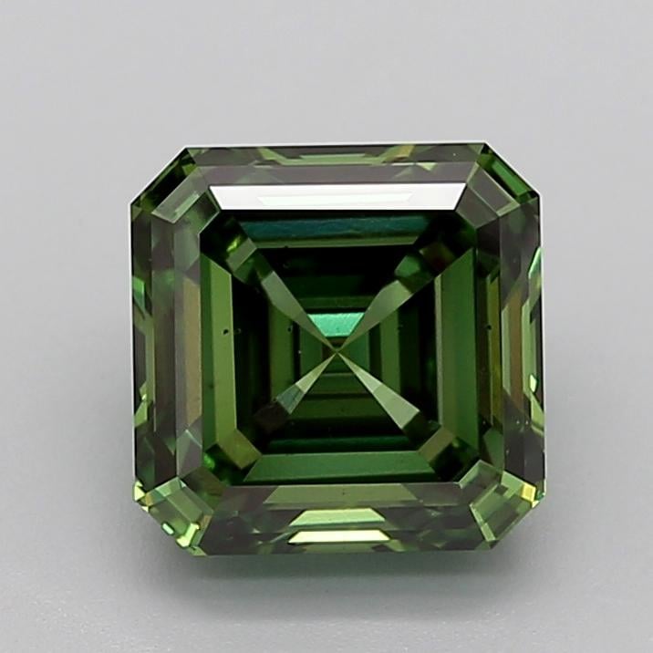 4.01 Ct. Fancy Vivid Green Asscher Lab Grown Diamond