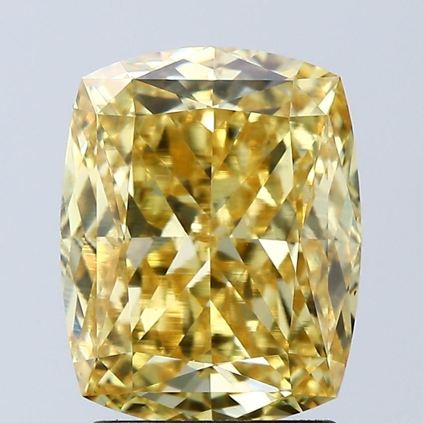 3.05 Ct. Fancy Vivid Yellow Cushion Lab Grown Diamond