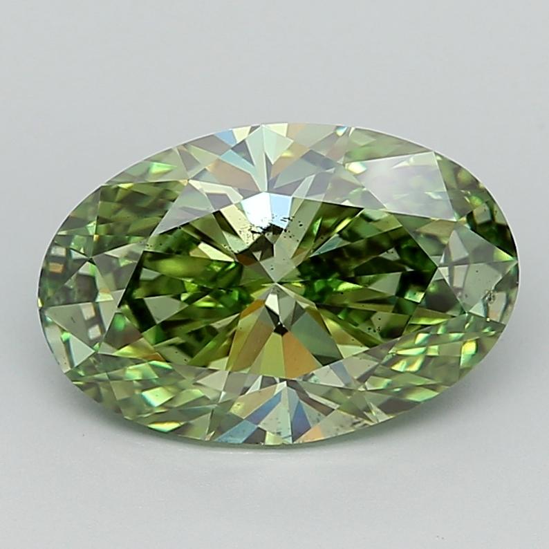 4.00 Ct. Fancy Vivid  Green Oval Lab Grown Diamond