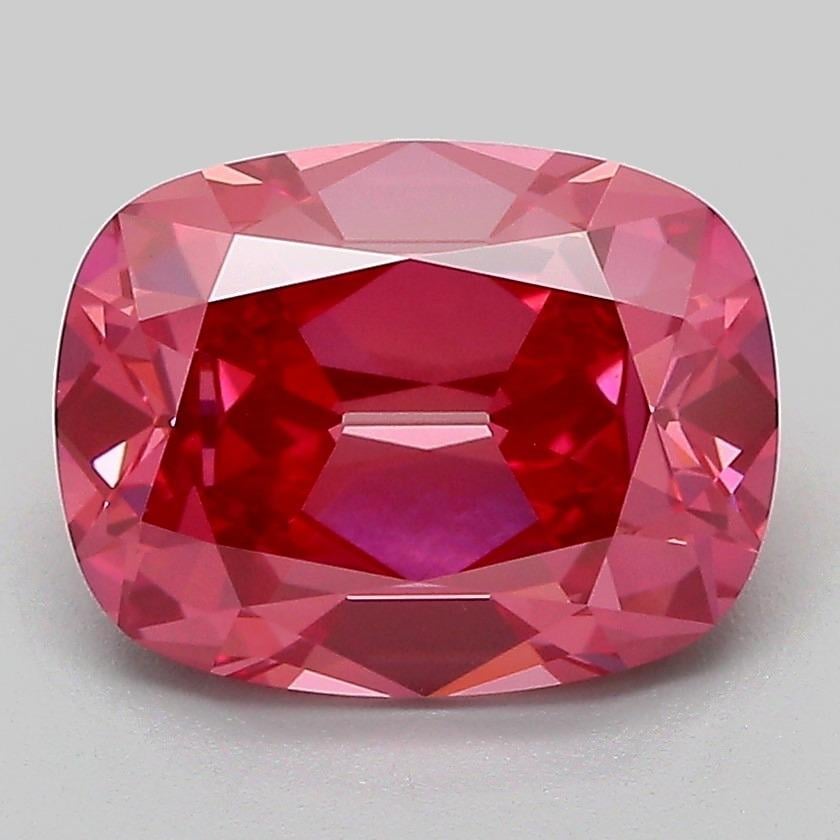 3.15 Ct. Fancy Vivid Pink Cushion Lab Grown Diamond