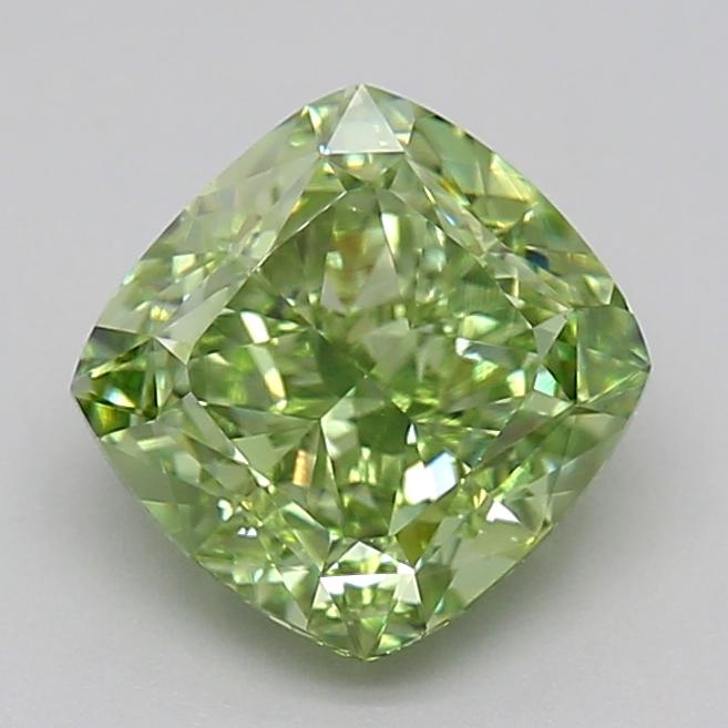 2.00 Ct. Fancy Vivid Green Cushion Lab Grown Diamond