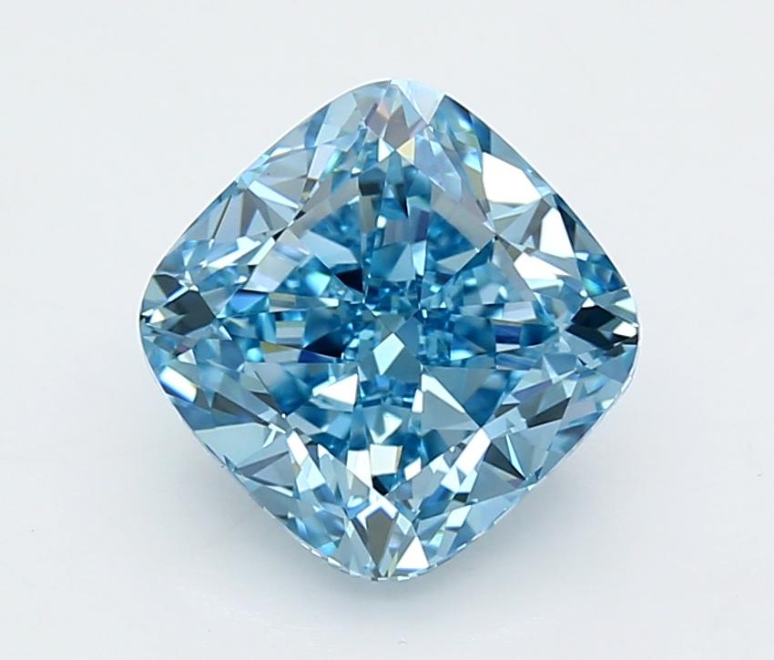 3.01 Ct. Fancy Vivid  Blue Cushion Lab Grown Diamond