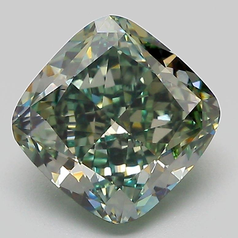 3.12 Ct. Fancy  Green Cushion Lab Grown Diamond