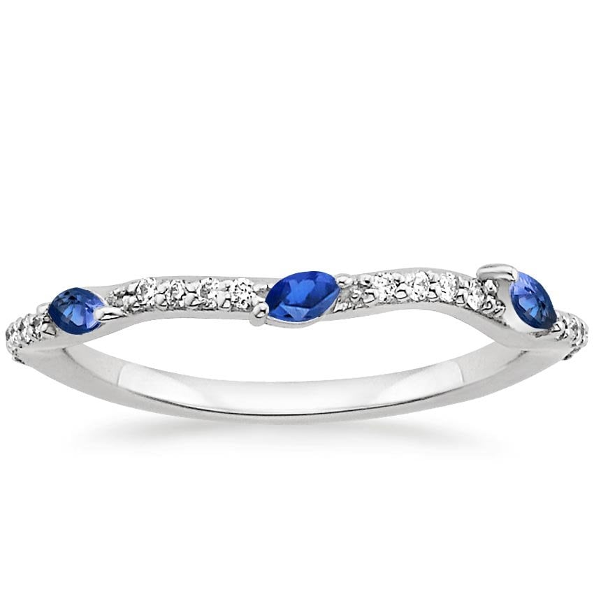 1.70 CT Diamond & Blue Sapphire Marquise Luxe Willow Wedding Ring Set 925 Silver 