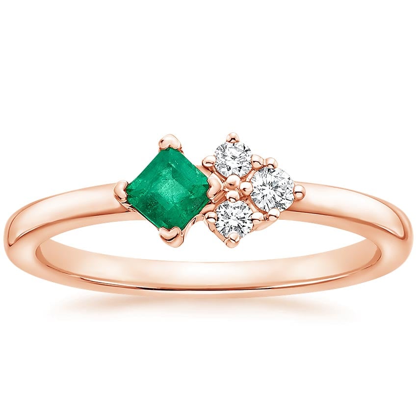 Rose gold diamond engagement ring with surprise diamond details