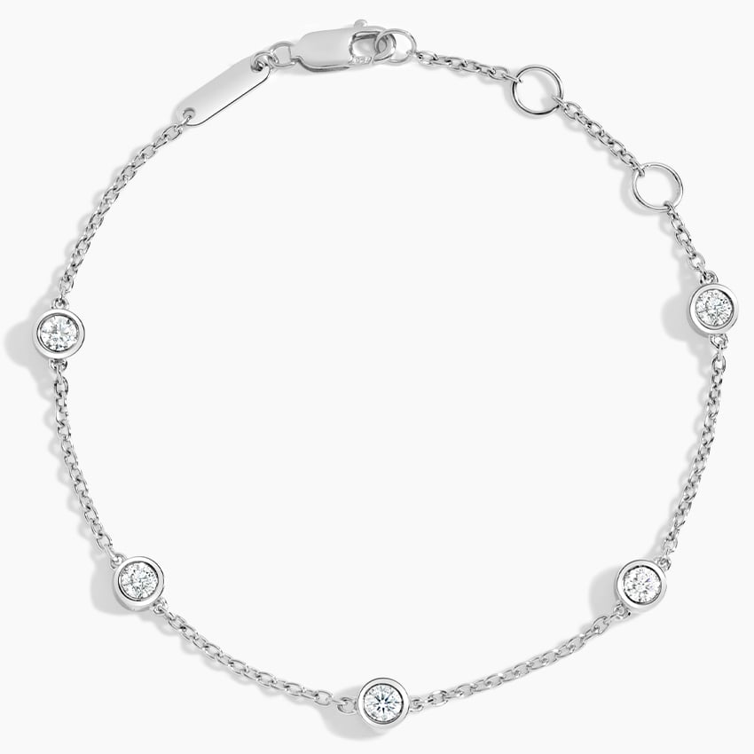 18K White Gold Five Diamond Bezel Bracelet (1/2 ct. tw.)
