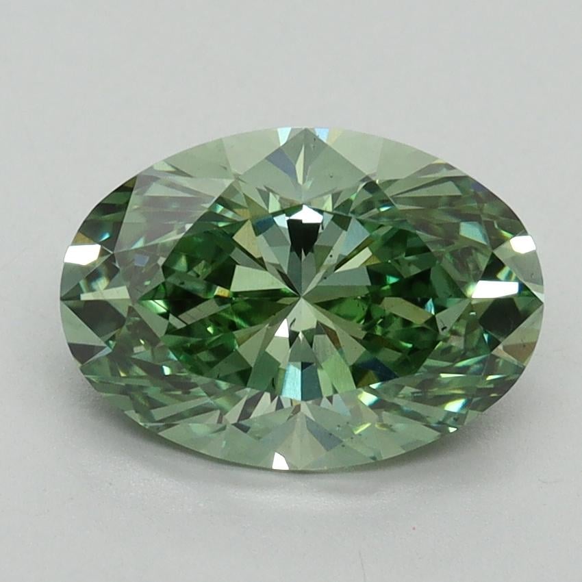 2.09 Ct. Fancy Vivid Green Oval Lab Grown Diamond