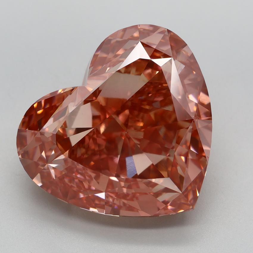 10.60 Ct. Fancy Vivid Brownish Pink Heart Lab Grown Diamond