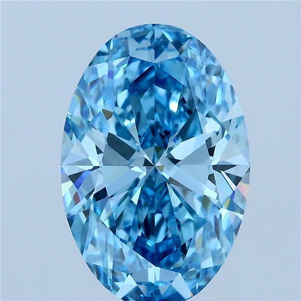 3.02 Ct. Fancy Vivid Blue Oval Lab Grown Diamond