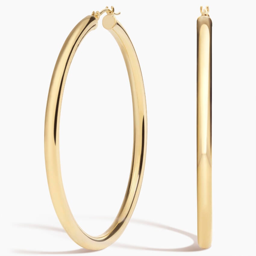 14K Yellow Gold 3mm Oversized Perfect Hoop Earrings
