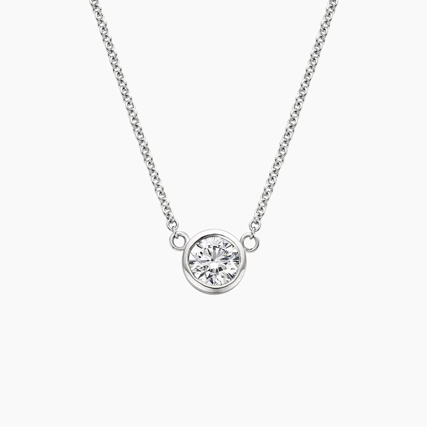 Bezel Set .90 Carat Diamond Necklace, 14k White Gold. Classically Elegant |  SuperJeweler.com