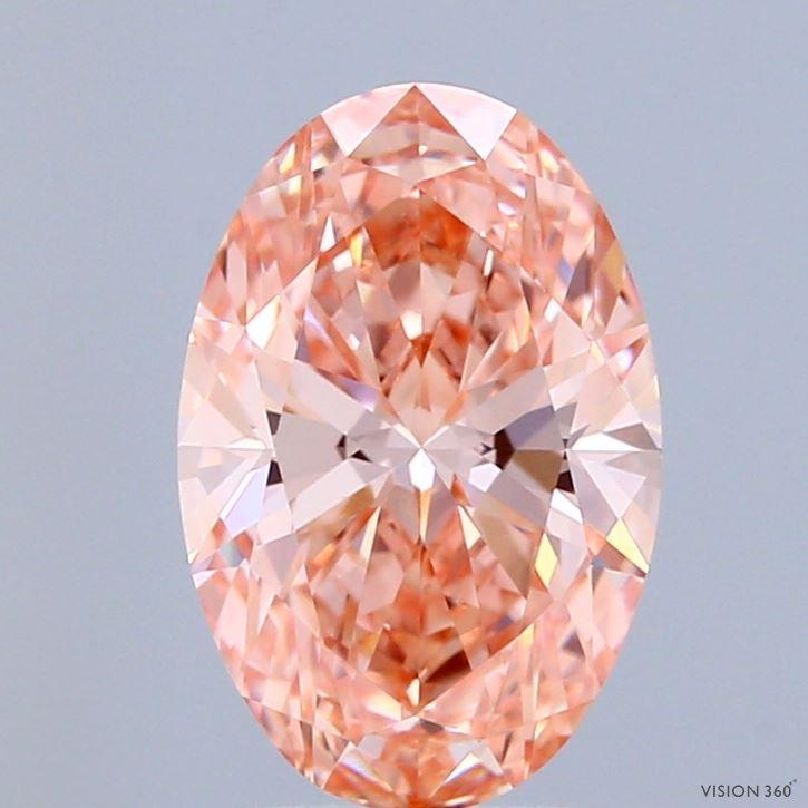 1.88 Ct. Fancy Vivid Orangy Pink Oval Lab Grown Diamond