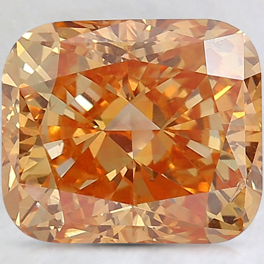 5.01 Ct. Fancy Intense Pinkish Orange Cushion Lab Grown Diamond