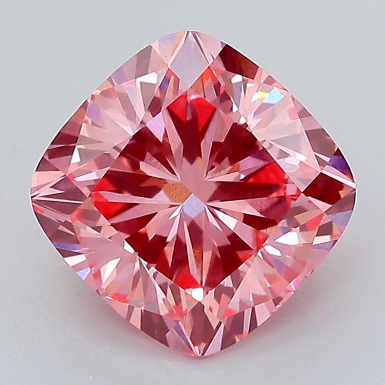 2.65 Ct. Fancy Vivid Pink Cushion Lab Grown Diamond