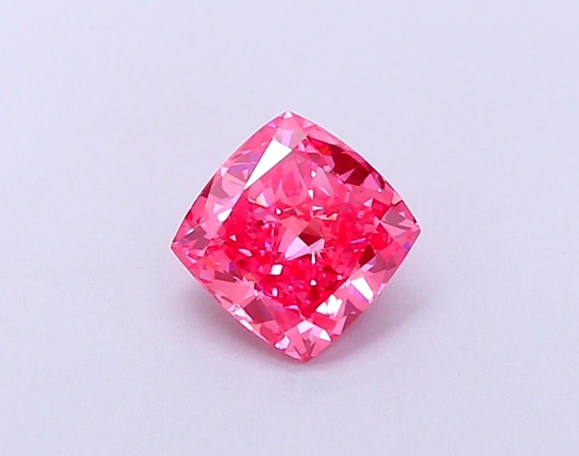 0.89 Ct. Fancy Vivid Pink Cushion Lab Grown Diamond