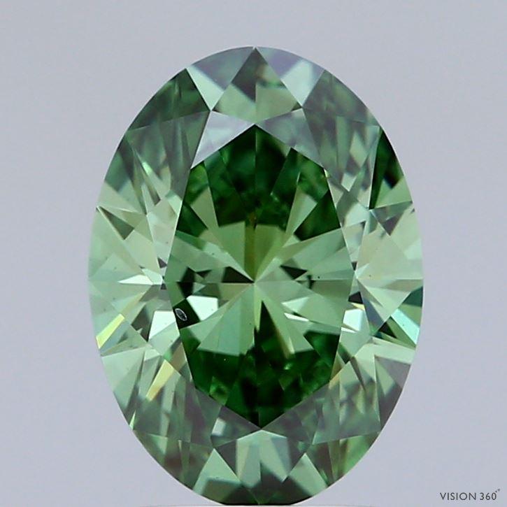 2.08 Ct. Fancy Vivid Green Oval Lab Grown Diamond