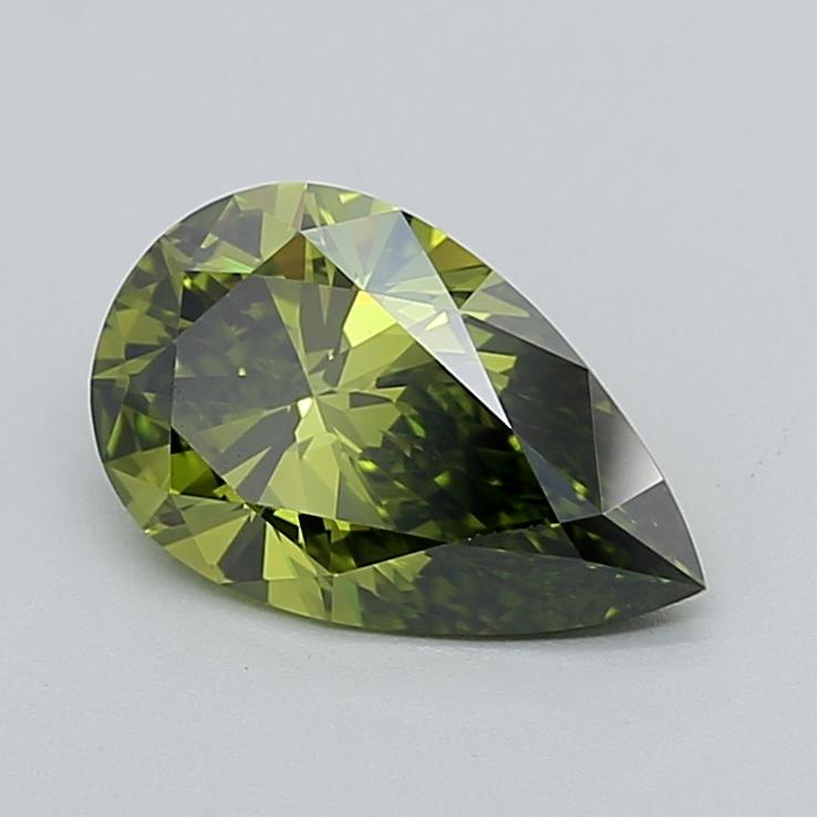 1.54 Ct. Fancy Vivid  Green Pear Lab Grown Diamond