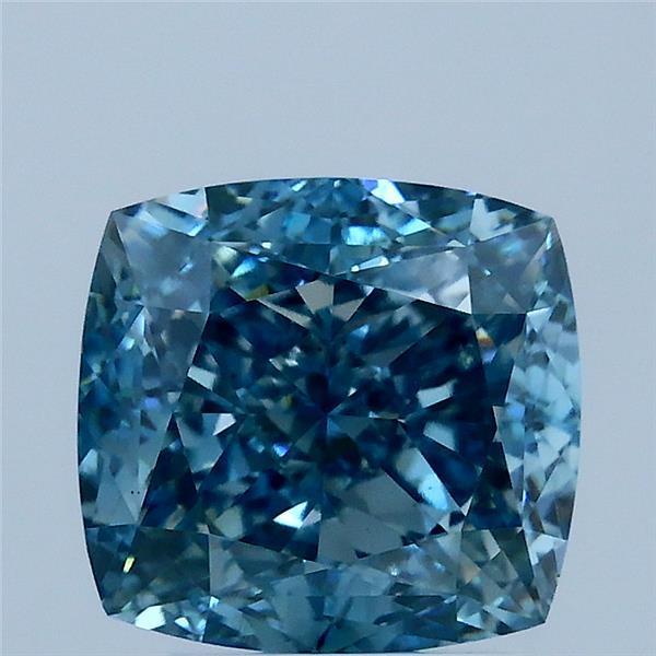 3.18 Ct. Fancy Vivid Blue Cushion Lab Grown Diamond