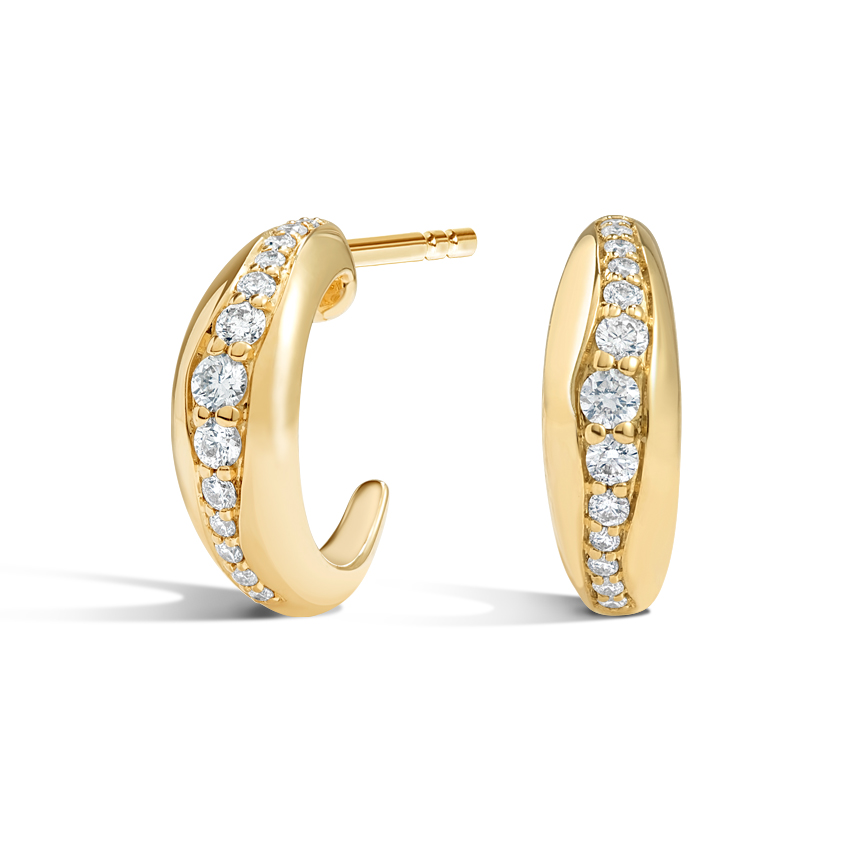 Small White Hoop Earrings With Sparkling Gold-Tone Faceted Crystal Accents