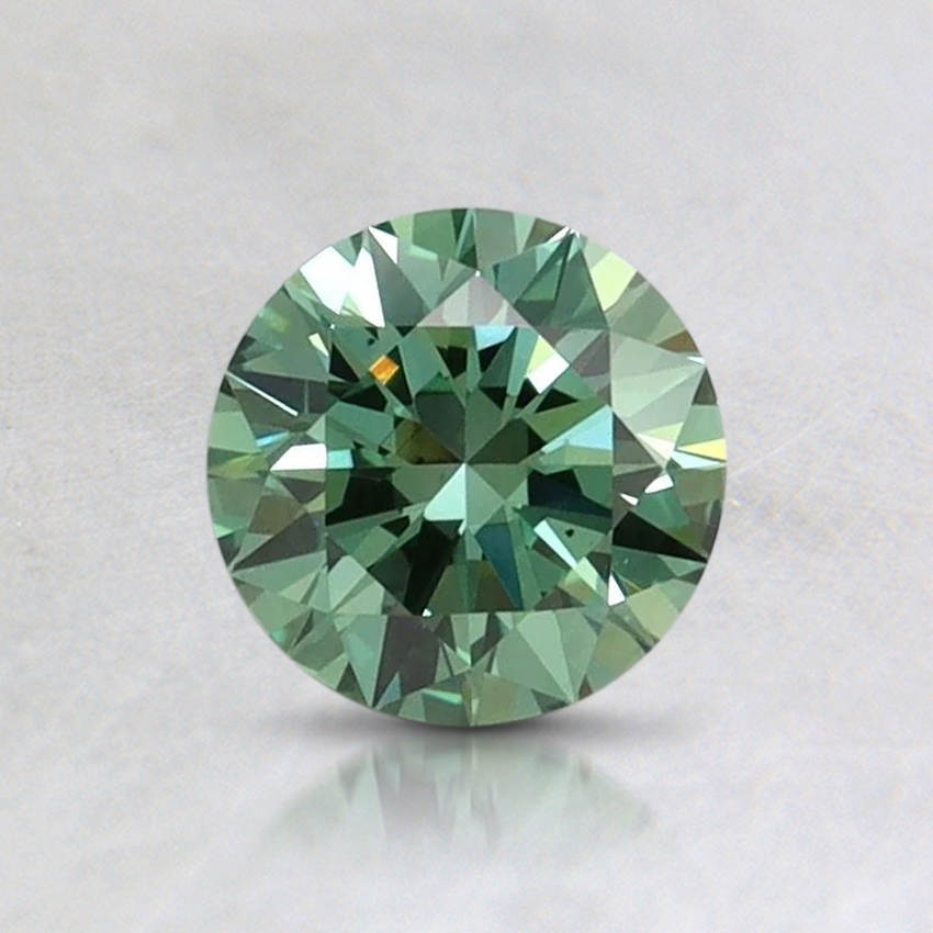 0.67 Ct. Fancy Vivid Pacific Green Round Lab Grown Diamond, top view