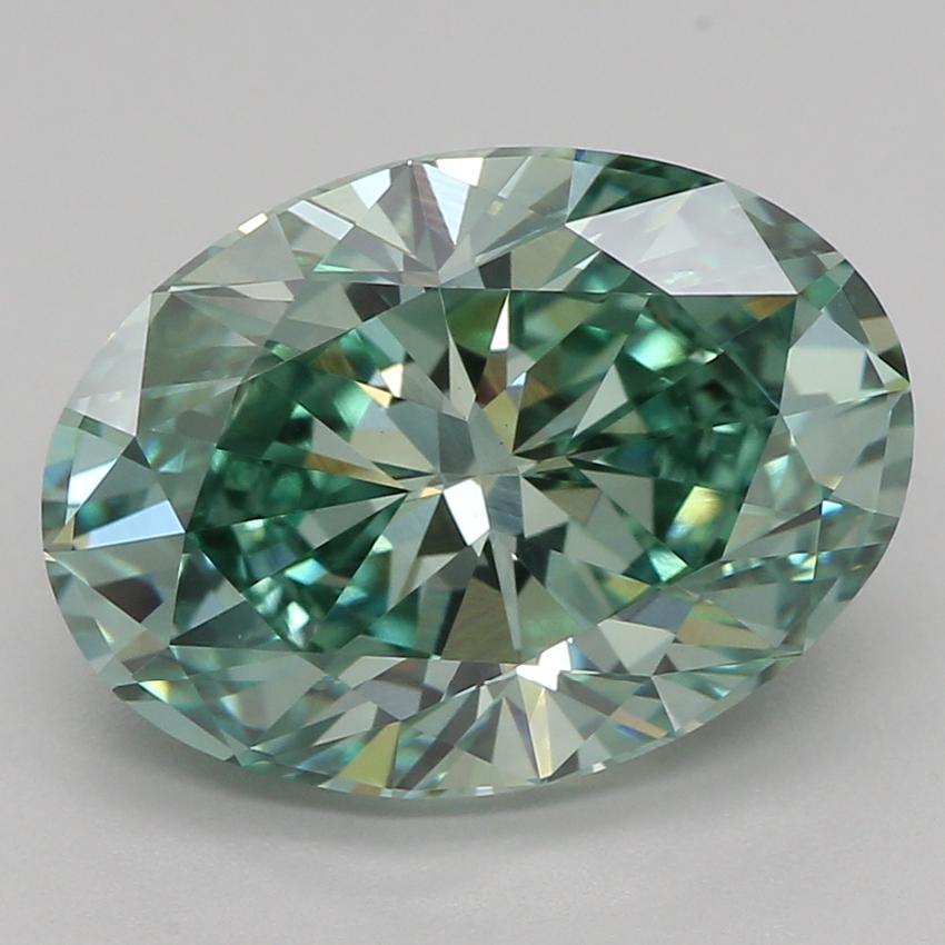 3.04 Ct. Fancy Vivid Green Oval Lab Grown Diamond