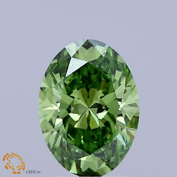 1.02 Ct. Fancy Vivid Green Oval Lab Grown Diamond