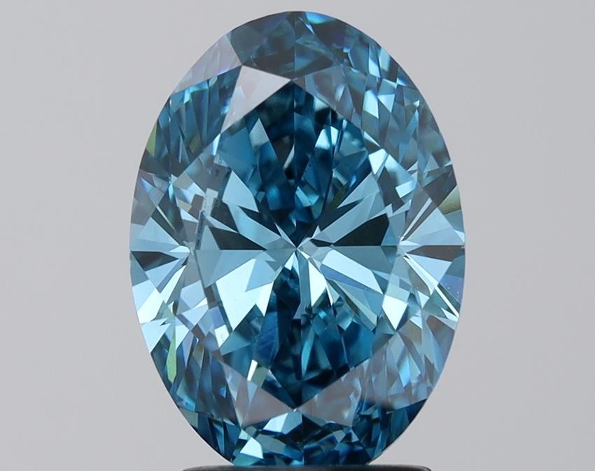 2.81 Ct. Fancy Vivid Blue Oval Lab Grown Diamond