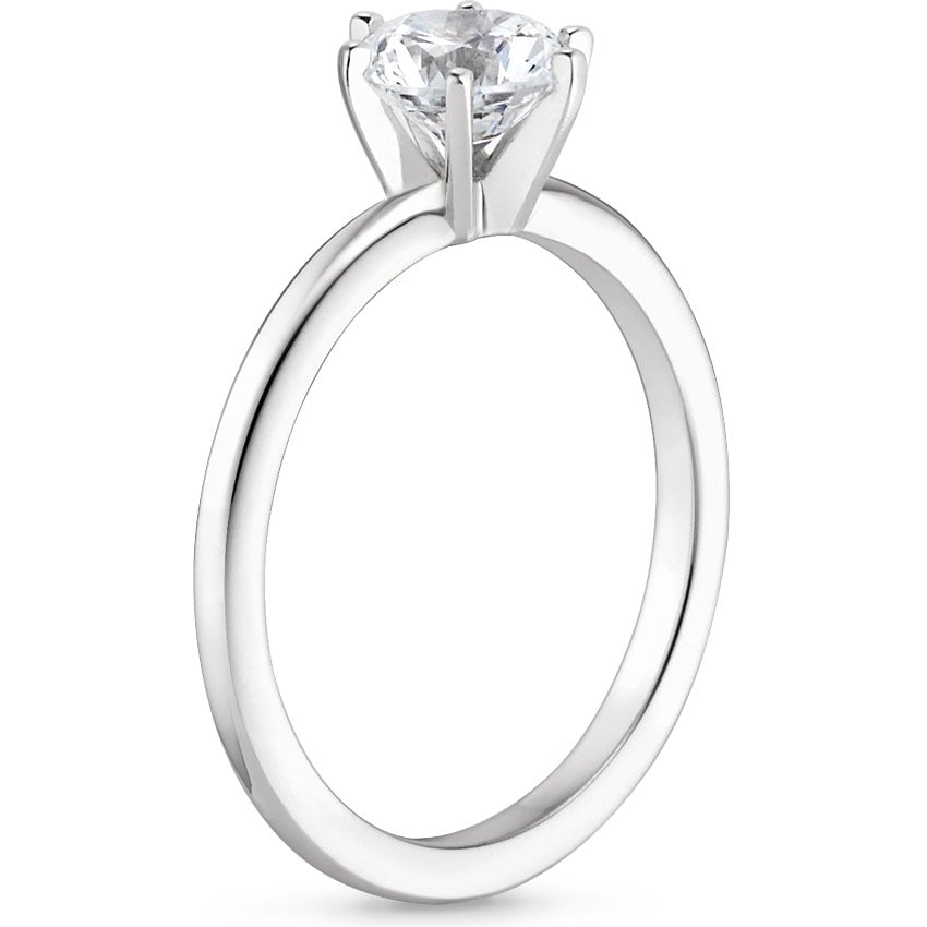 18K White Gold Six-Prong Petite Comfort Fit Ring, large side view